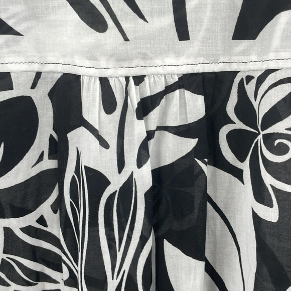 Talbots Plus Size 2x Black And White Patterned Sheer Shirt Long Sleeve Button Up - Picture 5 of 10